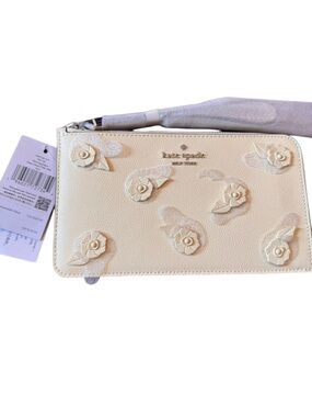 kate spade Cream Floral Appliqué Wristlet NWT